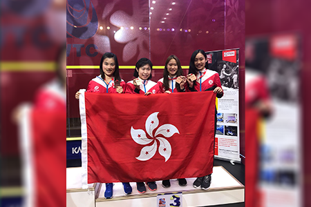 From left: Lee Ka-yi, Au Wing-chi, Chan Ho-ling and Ho Tze-lok (squash)